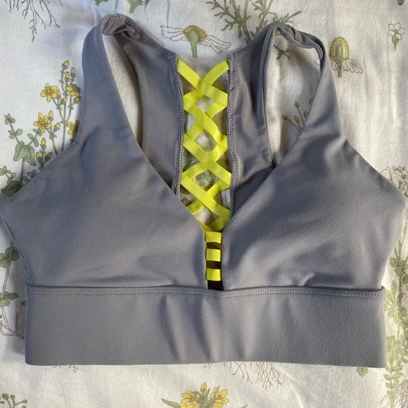 EUC Fablletics Sport Bra XS Grey and Neon Yellow Straps - Picture 3 of 5